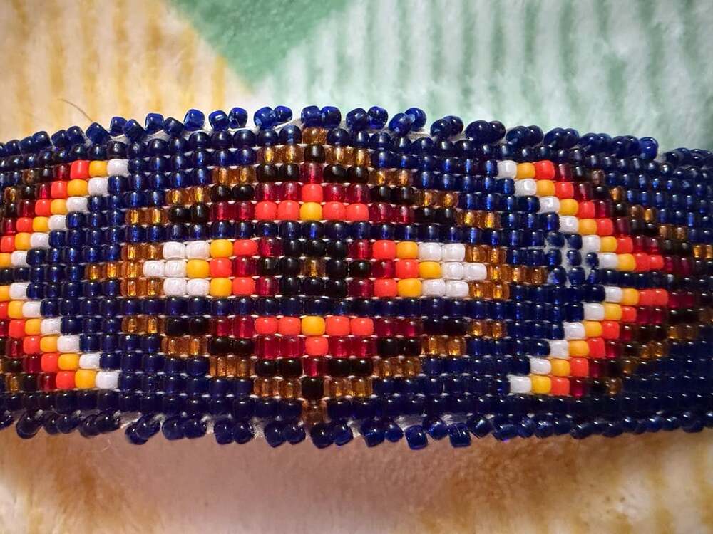 Handmade Southwestern Style Beaded Hair Barrette with Geometric Pattern